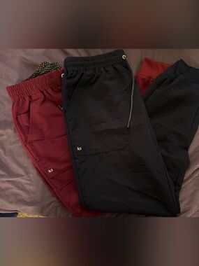 koi scrubs Jogger Pants in navy blue and Burgundy